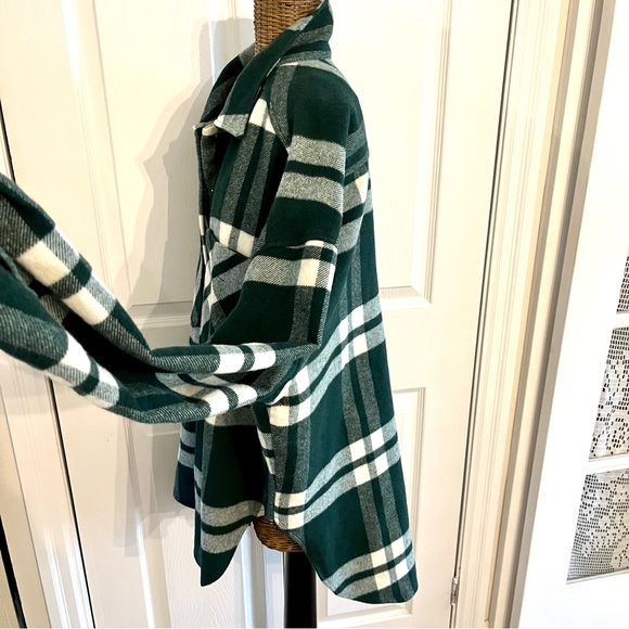 Zara Green & White Plaid Jacket/Overshirt , Sz L , Unisex - Picture 5 of 10